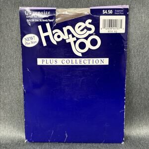 Vintage Hanes Queensize Control Top Pantyhose 3Q Barely There Sandalfoot USA NOS